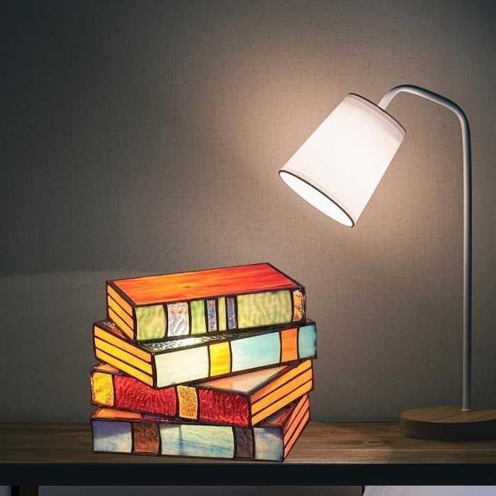 Stained  Stacked Books Lamp