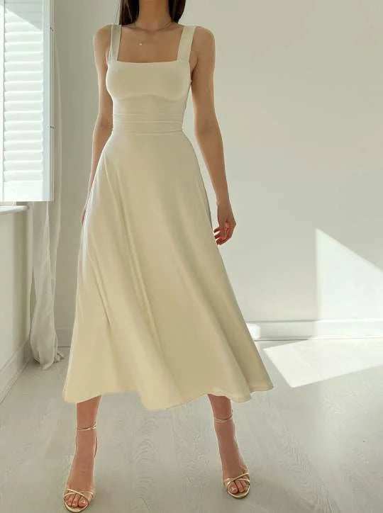 Audrey Reversible Midi Dress in Organic Bamboo with Pockets