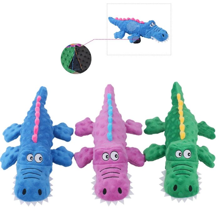 Squeaky crocodile plush for aggressive chewers