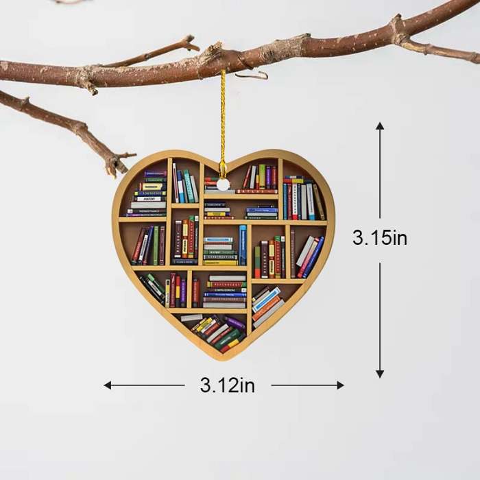Book Lovers Heart Ornament(2D Flat)