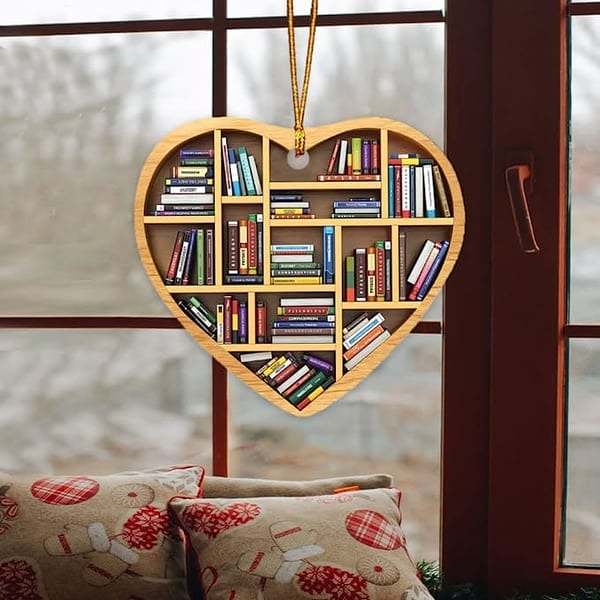 Book Lovers Heart Ornament(2D Flat)