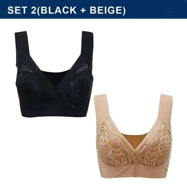 ROSY LIFT BRA –Plus Size Comfort Extra Elastic Wireless Support Lace Bra (Size runs the same as regular bras)
