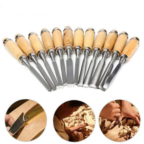 12Pcs/Set  Wood Carving Chisel, Professional Sculpture Woodworking Hand Tools