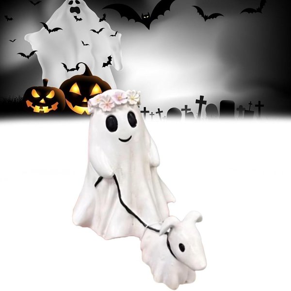 2024 Halloween Ghost Walking Dog Statue