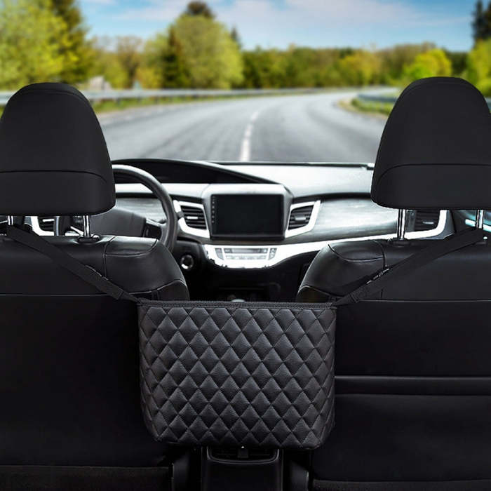 Auto PU Storage Pocket Between Front Seats Large Capacity Net Bag