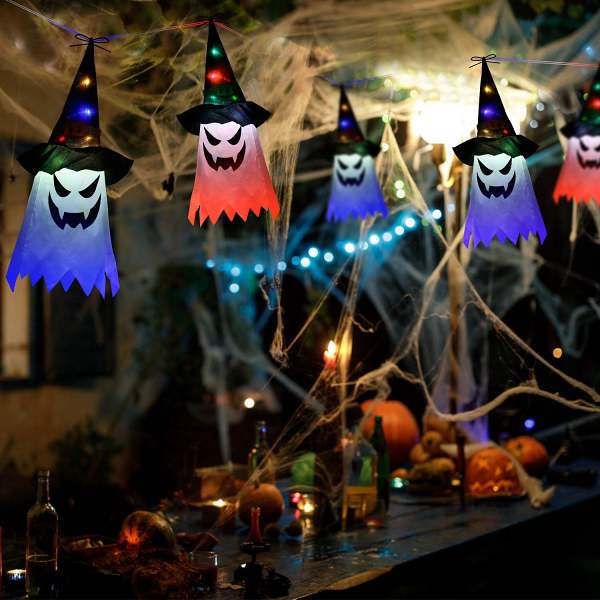 Halloween Ghost Witch Hat Hanging Light Lantern