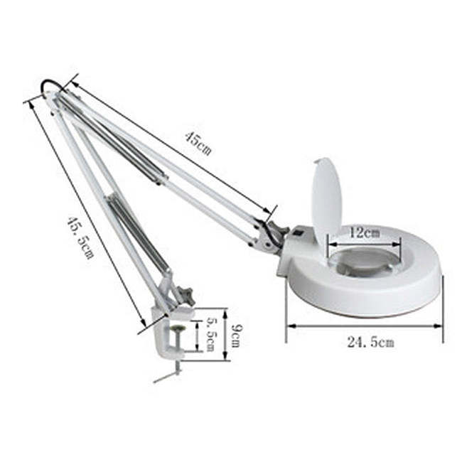 10/15/20X Clip-on Magnifying Glass with Light and Stand, Adjustable Swivel Arm Magnifier Maintenance Tool