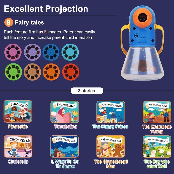 Story Projection Flashlight Torch With Night Light