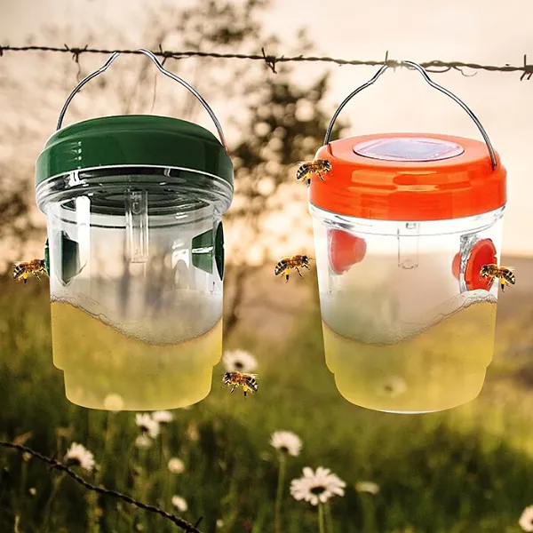 2 Pack Solar Wasp Trap Hanging with LED Light