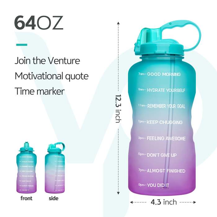 64oz Leak-Proof Water Bottle with Detachable Straw for Fitness