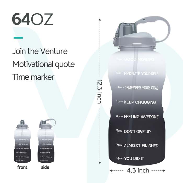 64oz Leak-Proof Water Bottle with Detachable Straw for Fitness