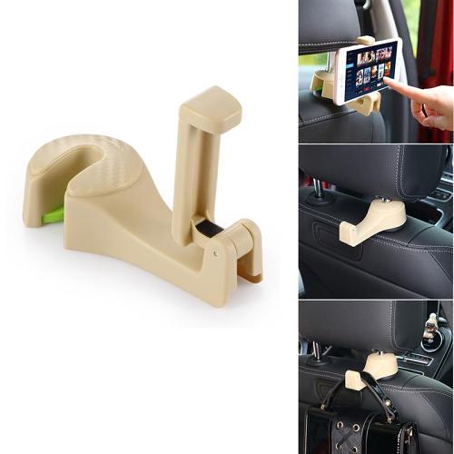 2in1 Multi-Functional Car Headrest Beige | Black Hook
