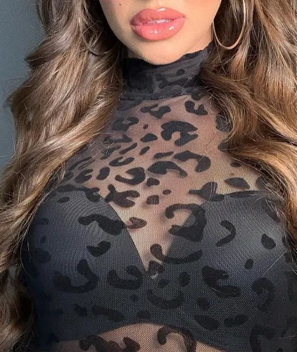 Leopard Print  Women'S Mesh Bodysuit