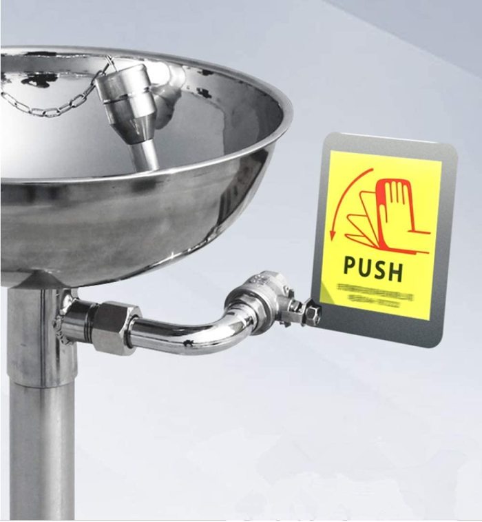 304 Stainless Steel Vertical Eye Wash, Emergency Eye Wash  with Dual Aerated Spray Heads and dust Cover
