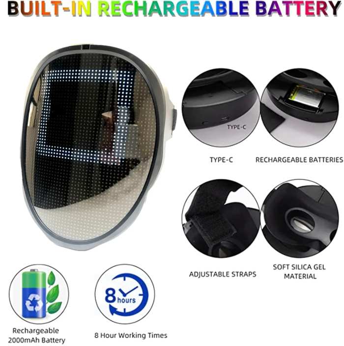 Bluetooth Light Up LED Mask by Veasoon