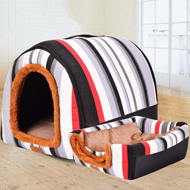 Warm Dog House Print Stars Soft Foldable Pet dogs bed For Puppy large medium Travelling Portable Kennel Mat Cat bed Pet Supplies