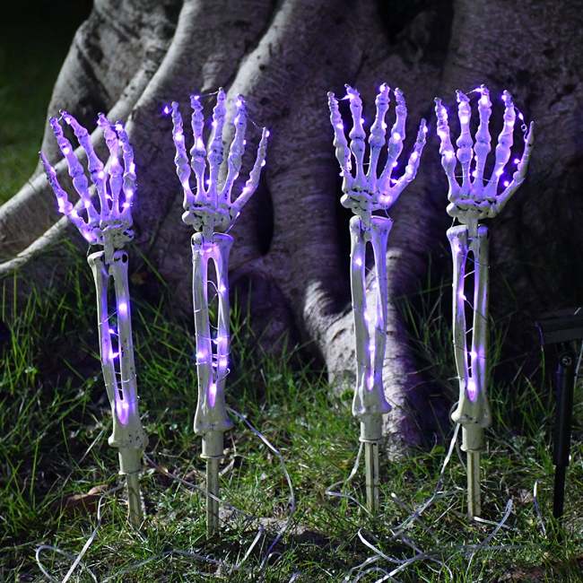 Purple Glow Ghost Hand Plug-In Floor Lamp