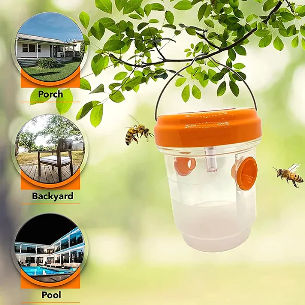2 Pack Solar Wasp Trap Hanging with LED Light