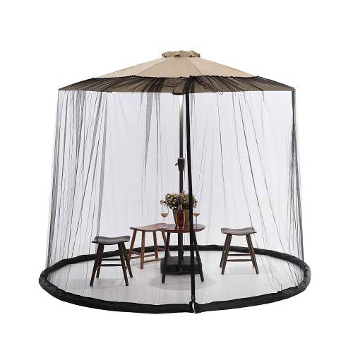 Mosquito Net Cover for Parasol, Insect Parasol Cover for Outdoor, Screen Cover for Yard Umbrella with Zippered Mesh