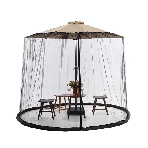 Mosquito Net Cover for Parasol, Insect Parasol Cover for Outdoor, Screen Cover for Yard Umbrella with Zippered Mesh