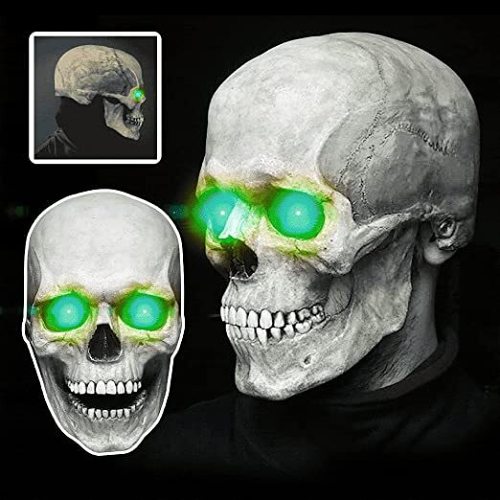 Full Head Skull Mask/Helmet with Movable Jaw,Halloween Scary Latex Mask,Gothic 2024