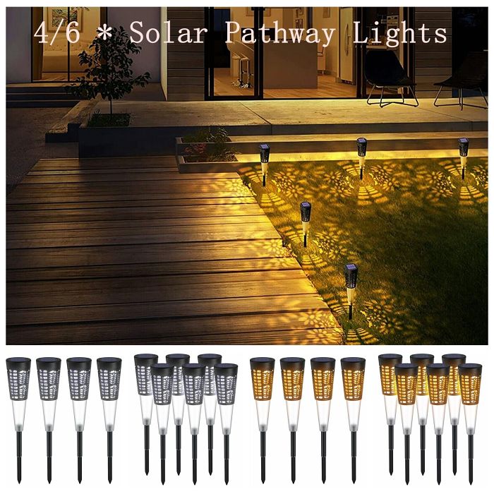 Solar Pathway Lights Hollow out Decor IP54 Waterproof Solar Powered Garden Light