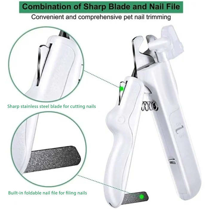 Pet nail clippers with LED light.