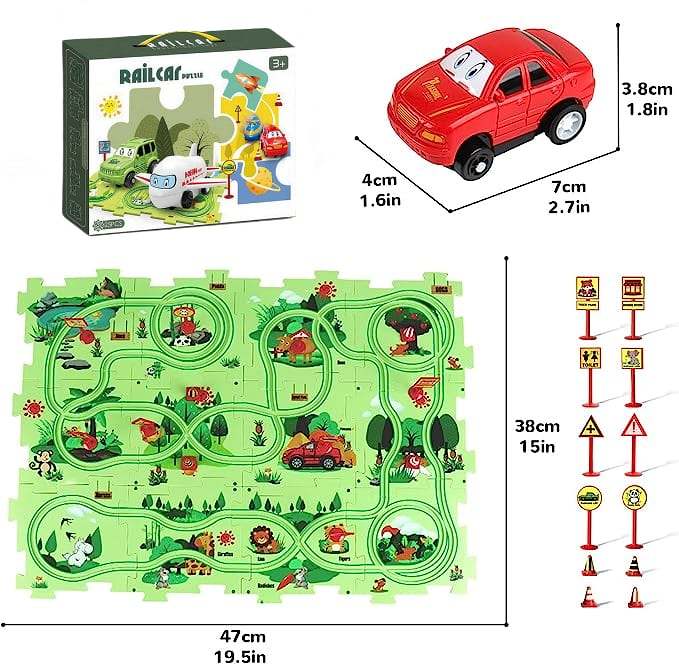 PuzzleRacer Kids Car Track Set