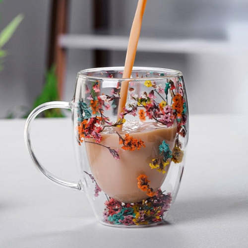 Beautiful Blossom Glass Mugs