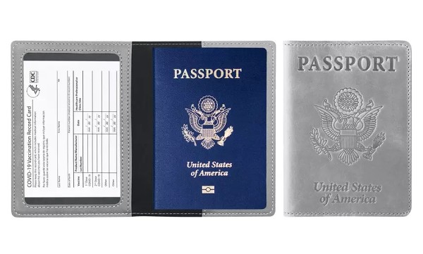 RFID Multi-function Passport Holder with CDC Vaccination Card Slot