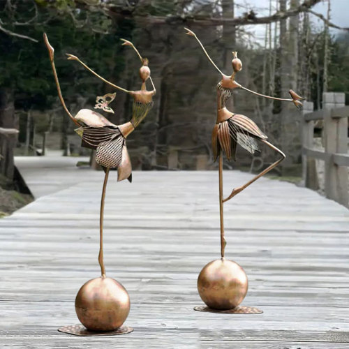 Dancing Girl Decor Metal Garden Statue