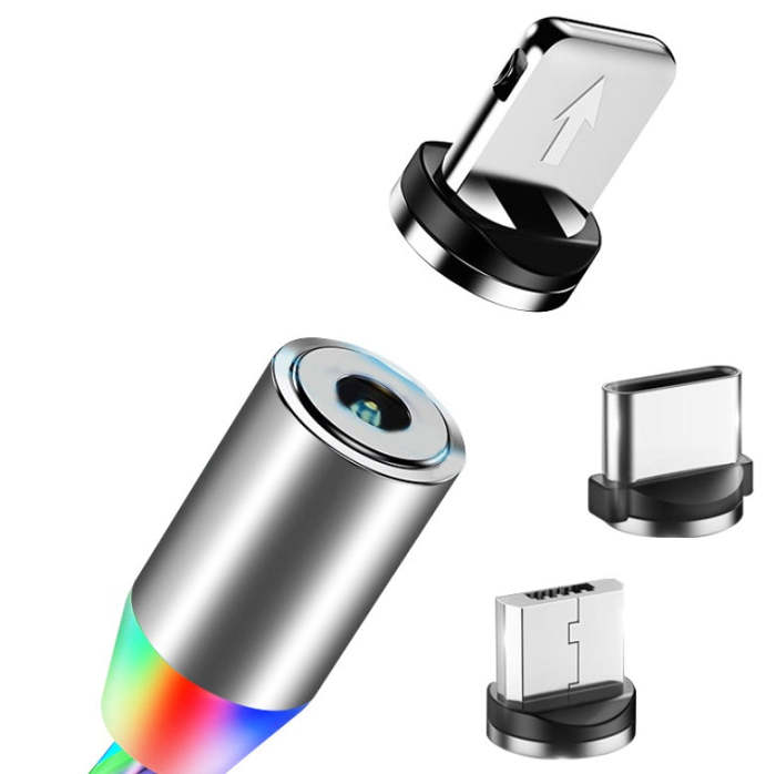 Magnetic LED Charger Cable: USB & Type-C