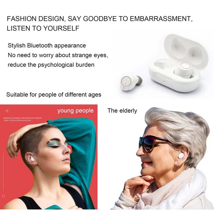 Hearing Amplifier Aid Rechargeable Digital Personal Sound Amplifier Devices ITE for Seniors,Inner-Ear Hearing aid,TV,2-Pack with Charging Box