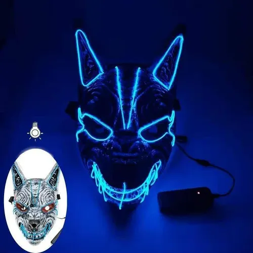 2024 New Wolf Head El Cold Light Halloween Horror Mask