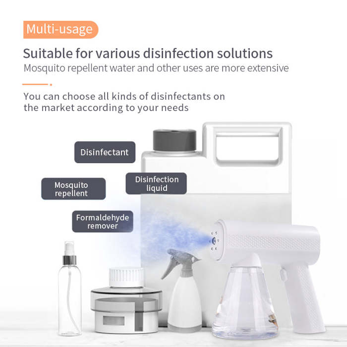 Disinfectant Fogger Machine Nano Disinfectant Sprayer with Blue Light Handheld Mist Gun