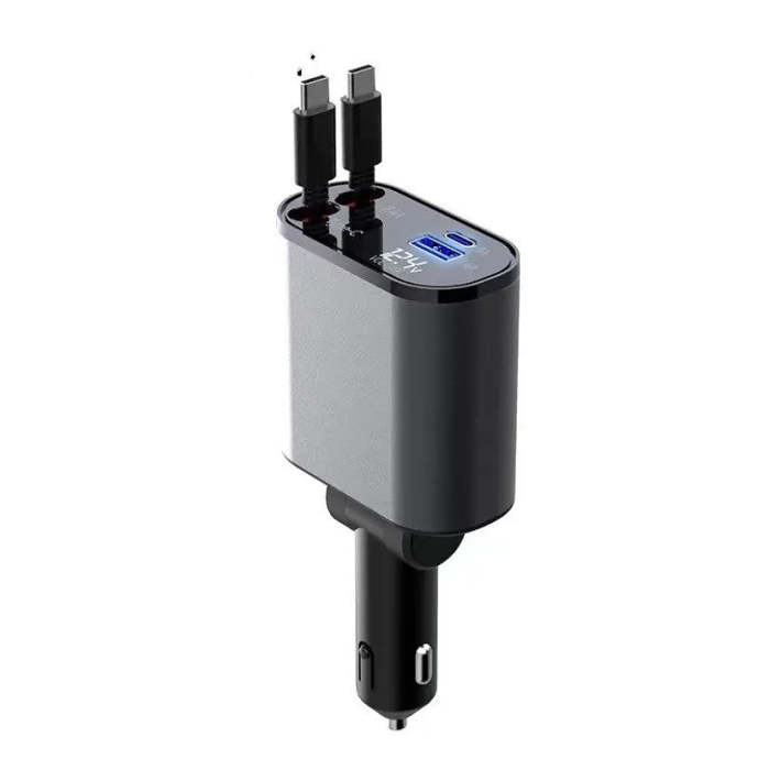 100W Super Fast Car Charger: USB and Type-C Adapter