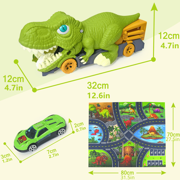 Dinosaur Devouring Truck with 12 Alloy Cars TRex Inertial Car Toy Gift for Kids