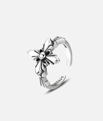 Adjustable Vintage Cross Sterling Silver Rings