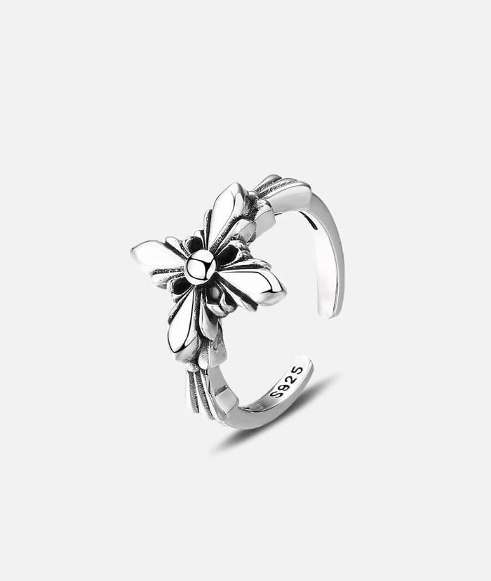 Adjustable Vintage Cross Sterling Silver Rings