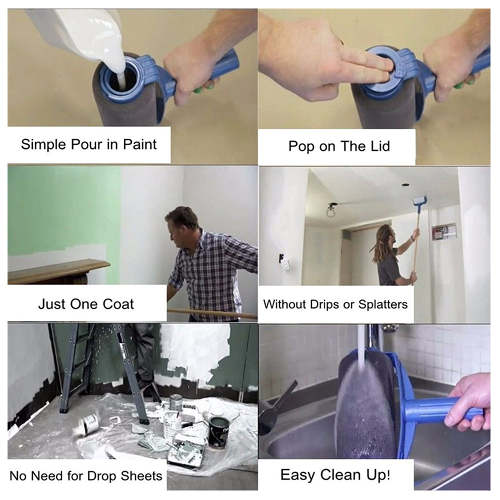 Paint Roller Brush Kit, 6Pcs/Set Paint Runner Set Wall Printing Roller Paint Brush Handle Tool