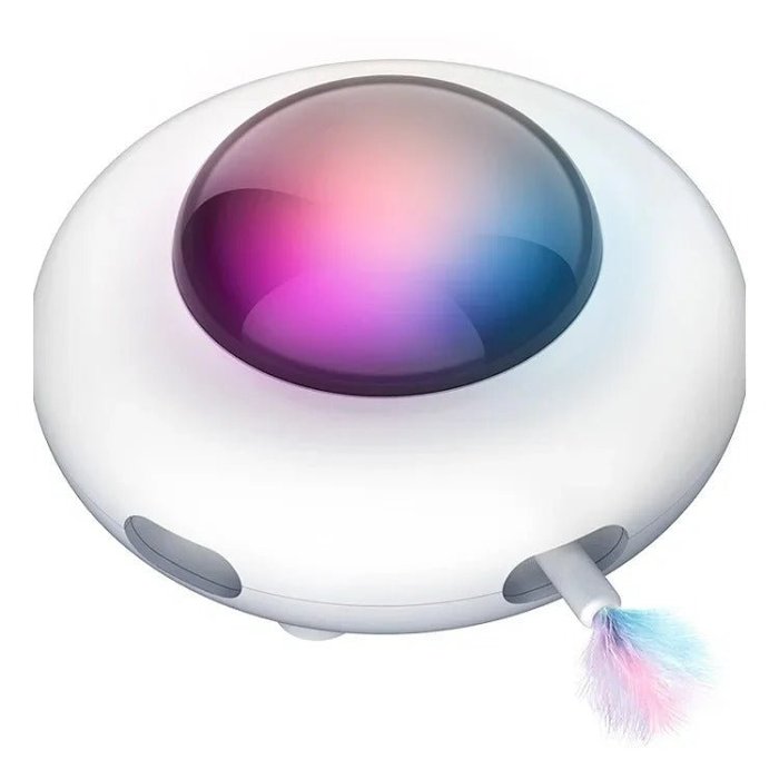 Smart UFO Interactive Cat Toy - Indoor Rotating Feather Electronic Toy with Smart Auto Shut-Off, Random Movement, and USB Charging