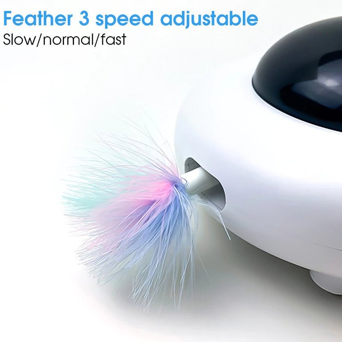 Smart UFO Interactive Cat Toy - Indoor Rotating Feather Electronic Toy with Smart Auto Shut-Off, Random Movement, and USB Charging