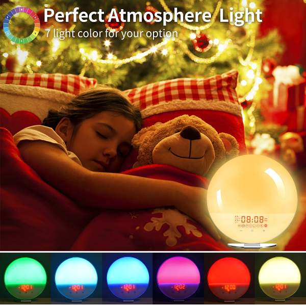 Sunrise Alarm Clock White Noise Sound Machine 7 Colors Night Light for Kids & Adult