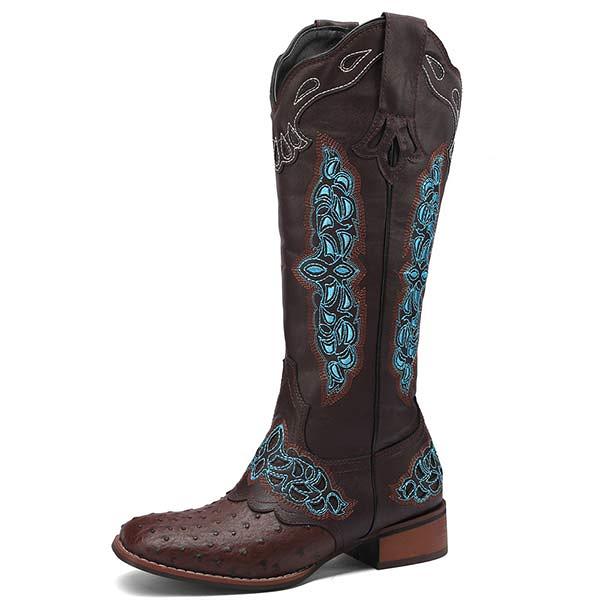 Women'S Embroidered Colorblock Rider Boots