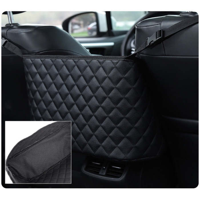 Auto PU Storage Pocket Between Front Seats Large Capacity Net Bag