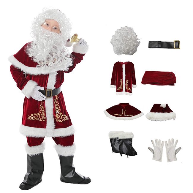 Deluxe Christmas  Outfit Santa Costume For Kids