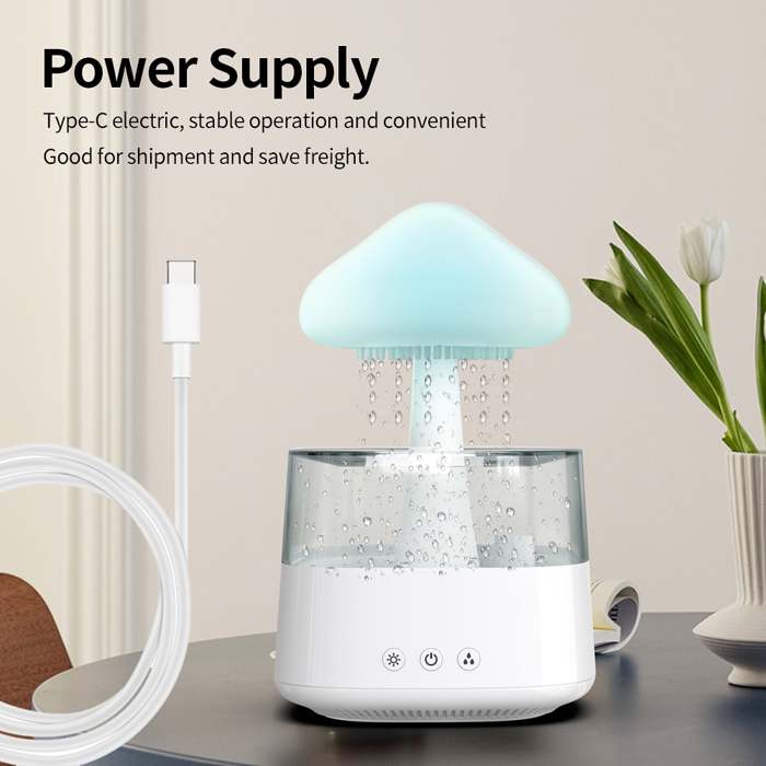 Rain Cloud Humidifier, Rain Cloud Night Light, Aromatherapy Essential Oil Diffuser with 7 Color Changing, Raindrop Sound for Home Office Room