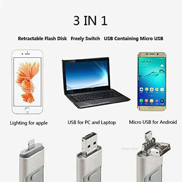 4 in 1 High Speed USB Flash Drive For iPhone, iPad, Android, PC & More Devices