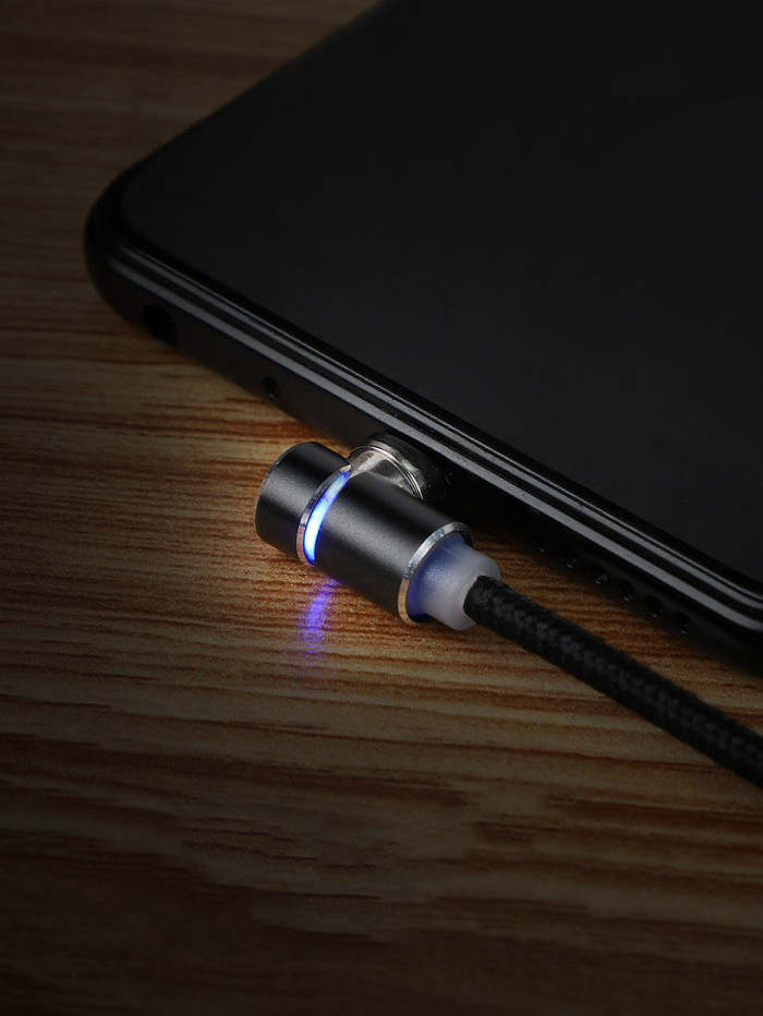 Magnetic LED Charger Cable: USB & Type-C