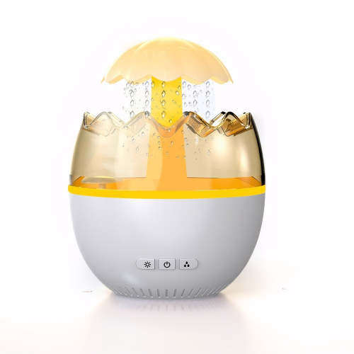 Rain Fine Mist Cloud Humidifier Water Drip Mushroom Humidifier Falls Lamp with 7 Colors Light Eggshell Rainfall Humidifier Aroma Diffuser for Home Office